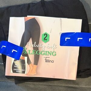 Felina Velvety Soft Black Leggings - 2 Pack
